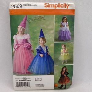 Simplicity 2569 Kids Princess Costume Pattern Size BB (4-8) Halloween Uncut